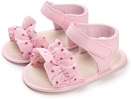 בזיון קיץ ילדי תינוקות פעוט נעלי ילדה סנדלי שטוח אור סרט כוכב דפוס בוהן פתוח לנשימה ותינוק מוקסינים