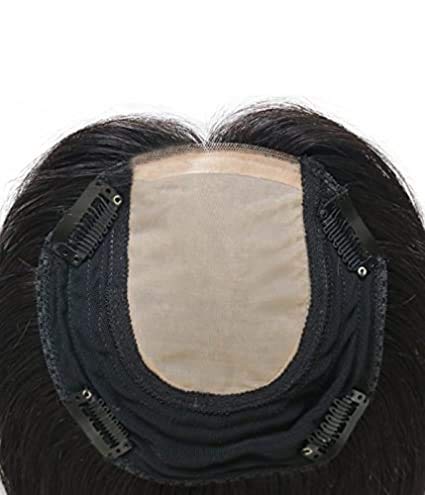 טופר שיער אדם רמי עליון משי ענבר עם פוני, 6 על 6 קליפים בגודל כובע לנשירת שיער או שיער דליל