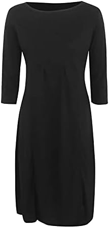 פוביגו שחור שמלה, באולינג טוניקת שמלה לנשים מלא שרוול פתוח קדמי מודרני אביב מוק צוואר טוניקת שמלה עם
