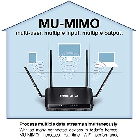 TRENDNET AC2600 MU-MIMO נתב ג'יגה-בייט אלחוטי, הגדלת ביצועי WiFi, רשת אורחים WiFi, נתב ביתי משחק-אינסטנט-בית,