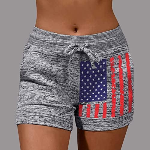 נשים מכנסיים אצן אמריקאי דגל הדפסת קיץ ספורט מזדמן קצר מכנסיים בתוספת גודל גבירותיי פעיל חותלות מכנסי טרנינג