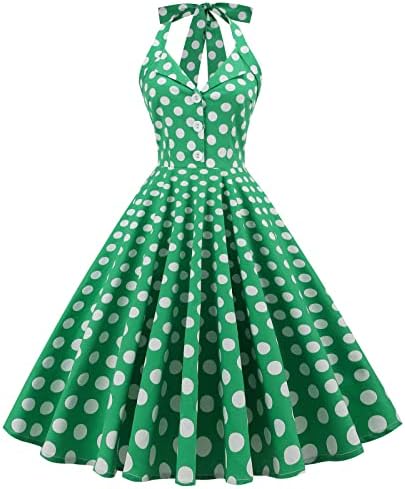 שמלת מסיבת תה של שנות החמישים של שנות החמישים של המאה העשרים וינטג 'פולקה דוט רוקבילי שמלות שנות ה