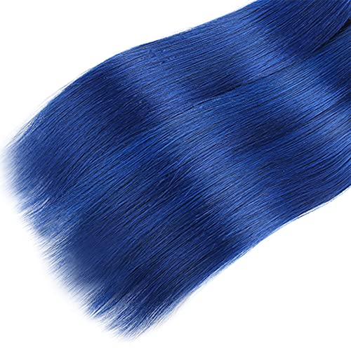 כחול צרור אומברה ישר חבילות כחול שיער טבעי 3 חבילות ישר שיער חבילות לא מעובד שיער לא מעובד הרחבות