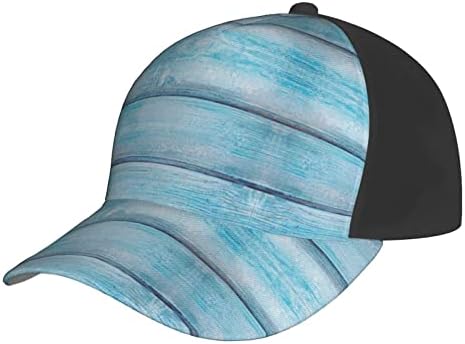 לוחות עץ מרקם טפט מודפס בייסבול כובע, מתכוונן אבא כובע, מתאים לכל מזג האוויר ריצה ופעילויות חוצות שחור