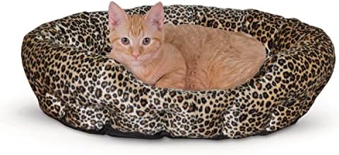 מוצרי חיות מחמד מתחממים בעצמם מיטת קן לחיות מחמד לחתולים או כלבים נמר / שזוף 19 אינץ