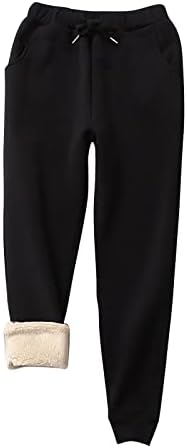 מכנסי טרנינג ג'וג'ר תרמיים לנשים עם מכנסיים אתלטים של טרקלין כיס לריצה חורפית צמר צמר מרופדת מרופדת