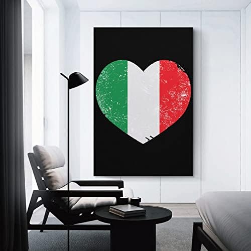 איטליה לב רטרו דגל מודפס ציור קיר אמנות אנכית תלייה יצירות אמנות תמונה מודרנית לקישוט חדר שינה ביתי