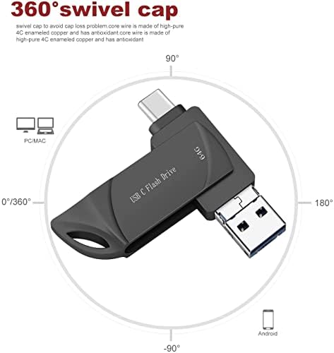 64 ג'יגה -בייט כונן כונן פלאש USB 3.1, OTG לטלפונים אנדרואיד כונן אגודל כונן USB זיכרון מקל עם USB A ו- Type C