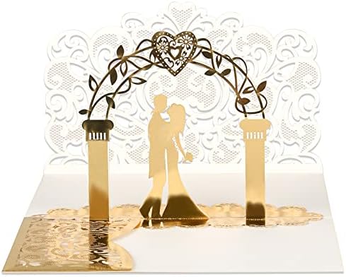 Vetoo 3D חלול כרטיס חתונה מוקפץ, כרטיס ברכה לחתונה עם כרטיס מתנה של מעטפה ברכות, כרטיס אהבה, כרטיס מזכרת