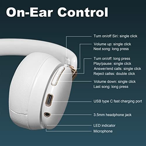 אוזניות Bluetooth של HMUSIC, על אוזניות אוזניים, Bluetooth 5.1 או חיבור קווי, 32 שעות משחק