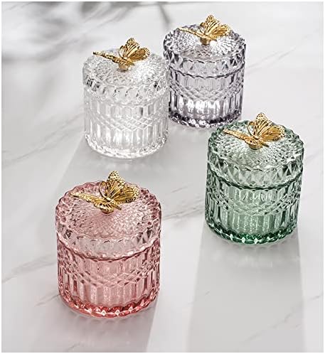 HGGDKDG בסגנון אירופי סגנון פרפר זכוכית זכוכית קנדי ​​צנצנת תכשיטים ביתיים קופסת קופסת כותנה קופסת