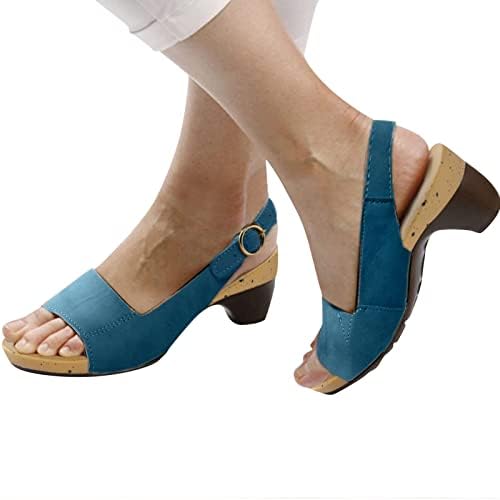 נעלי בית לנשים סנדלים נוחים לנשים אלגנטיות נוחות בוהן פתוחות סנדלי עקב שמנמן נמוך