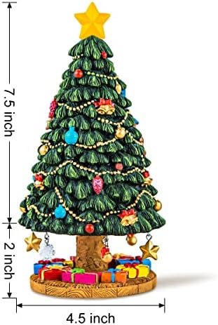מרווינדר עץ חג המולד מתנה קופסת מוסיקה, פסלון עץ חג המולד מסתובב, פירו קופסאות מוזיקליות עם אור, מנגן פעמוני