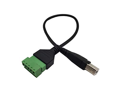 TRAOVIEN USB 2.0 בורג מסוף בורג כבל הרחבה ללא הלחמה, USB סוג B תקע זכר ל -5 סיכה/דרך בורג בורג נקבה עם