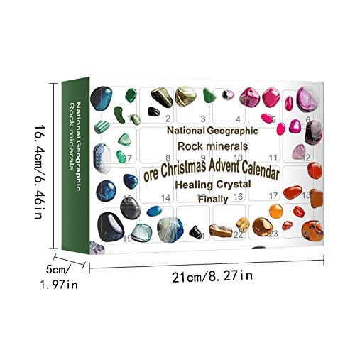 גלומים 2021 אדוונט לילדים מתנה לחג המולד, טבעי קריסטל אגת אבן סלעים 24 סוגים של מקורי אבן אחסון מתנת ערכת,24-ימים