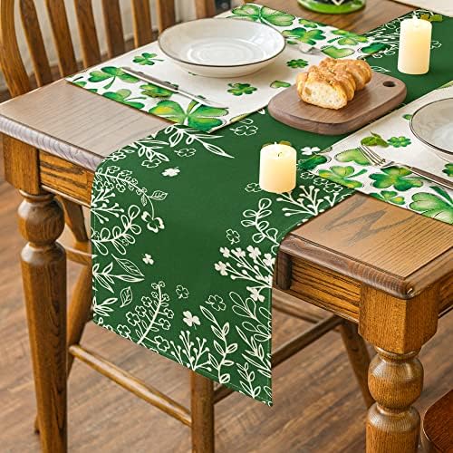 מצב ארטואידי ירוק סנט פטריק יום שולחן יום שולחן, קישוט שולחן אוכל של מטבח האביב לעיצוב מסיבות בית חיצוני