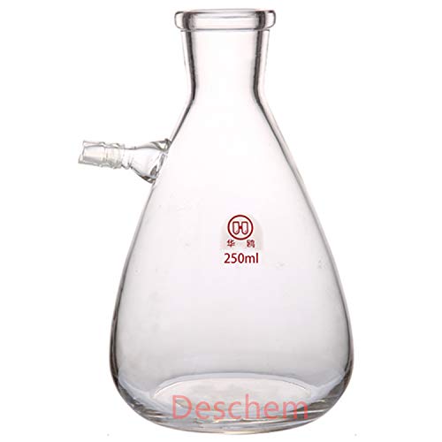 Deschem 250 מל סינון זכוכית בקבוק ארלנמאייר, בקבוק סינון קיר כבד, אגרטל יניקה במעבדה