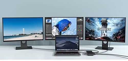 UPTAB תחנת עגינה אוניברסלית משולש 4K DisplayLink עבור MacBook Pro ו- Windows Systems USB-A/C או