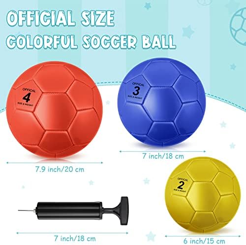 6 PCS כדור כדורגל עם מכונת משאבה תפרים כדור כדורגל צבעוני צעצוע צעצוע נוער חמוד כדורגל עם מחט לאימוני