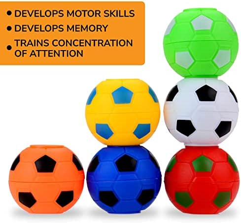 כדורי לחץ בגודל 2 אינץ ' בקופסת המתנה-6 יחידות טובות מסיבות כדורגל לילדים - מיני ספינרים לקשקש - פרסים