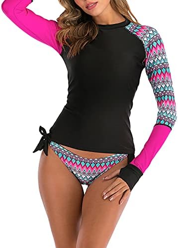 נשים טנקיני אתלטי קובע הגנה על UV טרנדי אימון שרוול ארוך אימון בגד ים ספורט אצטק מודפס שני בגד ים של
