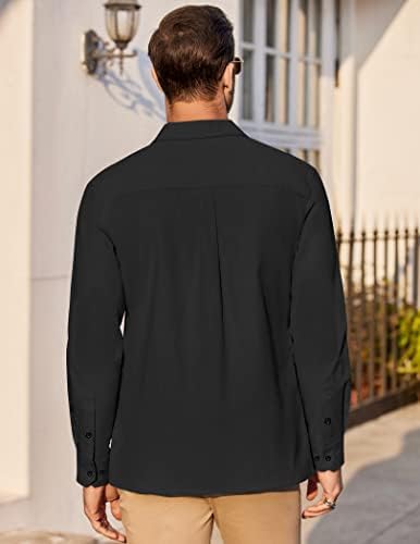 כפתור מזדמן של קואופנדי לגברים במורד חולצת אוקספורד חולצות שרוול ארוך חולצות עם כיס