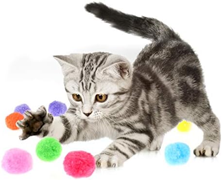 160 יחידות חתול צעצועי מגוון צבע רך חתול צעצוע כדורי חתלתול צעצועי פונפון כדורי
