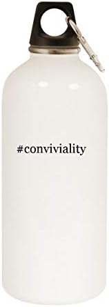 מוצרי Molandra Conviviality - 20oz hashtag בקבוק מים לבנים נירוסטה עם קרבינר, לבן