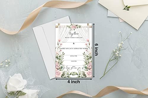 כרטיסי הזמנה לחתונה פרחונית - הזמינו קלטות קלטות למסיבות חתונה - 25 קלפים ו -25 מעטפות