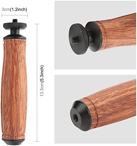 מצלמת מעץ אחיזת ידית, עליון ותחתון אוניברסלי 1/4 אינץ 'חור, עיצוב עץ אגס, למצלמה, מנורת וידיאו LED,