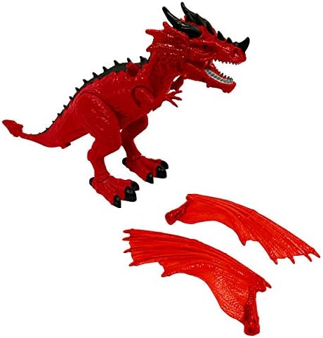 גיאודרגון אדום 'סופת אש' עשן-נשימה עומד דרקון צעצוע עם תנועות הליכה, אורות ואפקטים קוליים רועמים