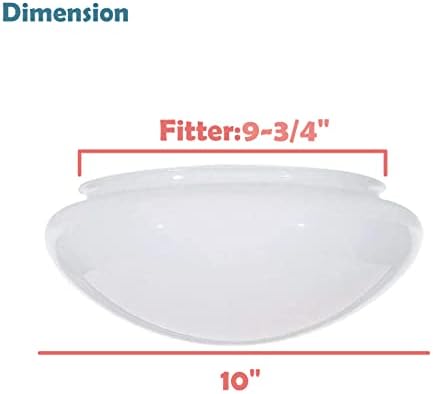 Aspen Creative 23608-01, 10 צל זכוכית פטריות אופל לבן למתקן תקרה, 10 DIA x 4 H/Fitter 9-3/4