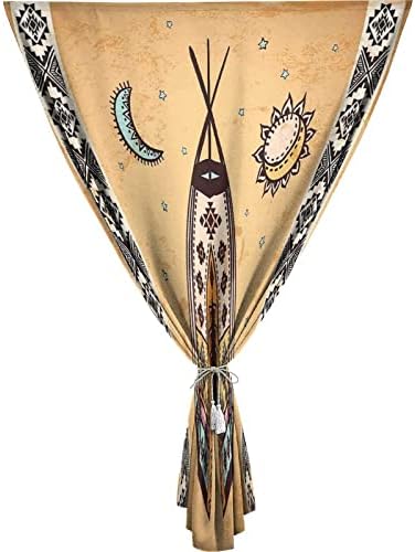 בכל מקום וילון האפלה נייד, וילונות חלון דלתות שבטי, אוהל עם סמלים עתיקים תרבותיים ייחודיים דפוס בוהמי