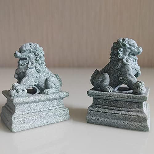דגי חיים אסיה פו פו כלבים פסלי זוג שני אפוטרופוס האריה אבן חול צלמית חיות מחמד דגי טנק אקווריום נוף קישוטי אביזרי