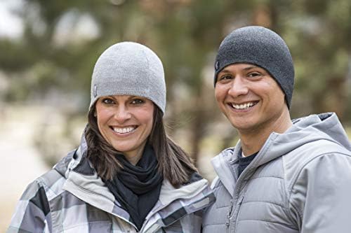 אשד הר טק צמר מרינו תערובת כפת כובעי עבור גברים ונשים - חיצוני קר מזג אוויר-2 חבילה, אור אפור ואפור כהה