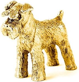 Schnauzer מיניאטורי מיוצר בסגנון אמנותי בבריטניה קולקציית פסלונין כלבים 22CT מצופה זהב