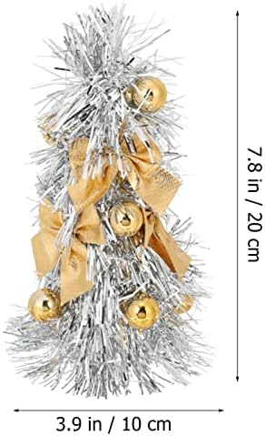 עץ טינסל לחג המולד של Abofan Mini עם כדורים קצף כסף מטאלי עץ מלא מלאכותי עץ קלטת שולחן עבודה קישוט
