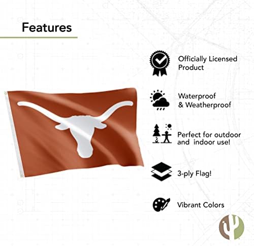 דגלי אוניברסיטת טקסס דו צדדי לונגהורנס UT אוסטין באנרים פוליאסטר מקורה חיצוני 3x5