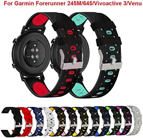 Inanir 20 ממ רצועת שעון צבעונית עבור Garmin Forerunner 245 245M 645 מוזיקה vivoactive 3 סיליקון סיליקון צמיד חכם