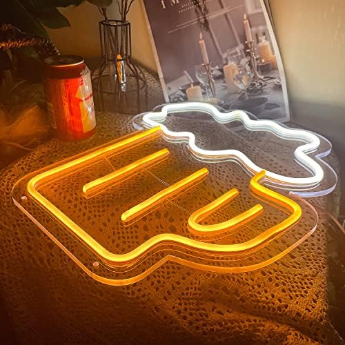 שלט ניאון בצורת בירה פרוטן, שלטי תאורה של ניאון LED לעיצוב קיר המופעל על ידי חוט USB למסעדה