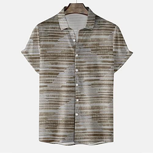 חולצת שרוול קצרה של גברים רטרו שמן שמן צביעת חולצות הוואי מזדמנים כפתור בסיסי במורד חולצות חוף חולצה