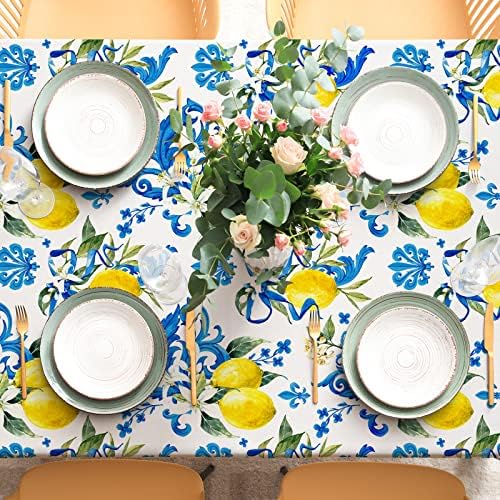 מפת שולחן לימון ולין מלבן לימונים איטלקיים בד שולחן בד עמיד למים רחיץ אביב קיץ כיסוי שולחן לימון לשולחן