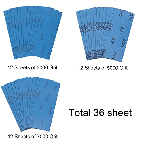 אוסטור 36 מחשבים נייר זכוכית רטוב ויבש 3000 5000 7000 מגוון נייר זכוכית חצץ גבוה 9 x 3.6 אינץ 'נייר