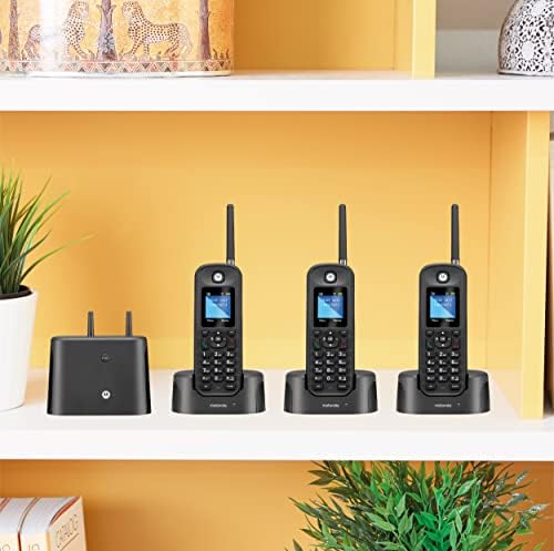 Motorola O213 DECT 6.0 טלפון אלחוטי לטווח ארוך - טלפונים אלחוטיים לטלפון בית ומשרדי עם מכונה מענה - בתוך הבית
