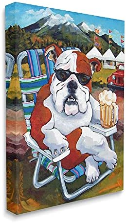 Stupell Industries Bulldog שותה בירה סצנת פסטיבל כלבים של חיות מחמד, עיצוב מאת Cr Townsend Canvas Art קיר, 36
