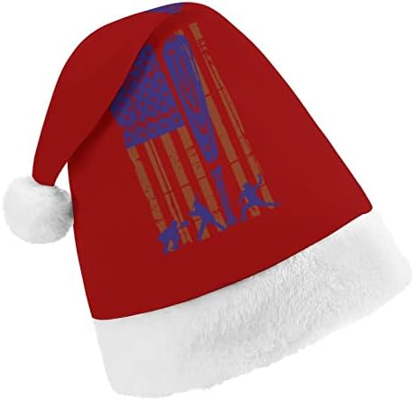 אמריקאי סופטבול דגל קטיפה חג המולד כובע שובב ונחמד סנטה כובעי עם קטיפה ברים ונוחות אוניית חג המולד