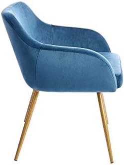 ספה כורסא אלגנטי קטיפה אמצע חזרה תמיכה מודרני מרופד סלון פנאי כיסאות לחדר שינה, כחול