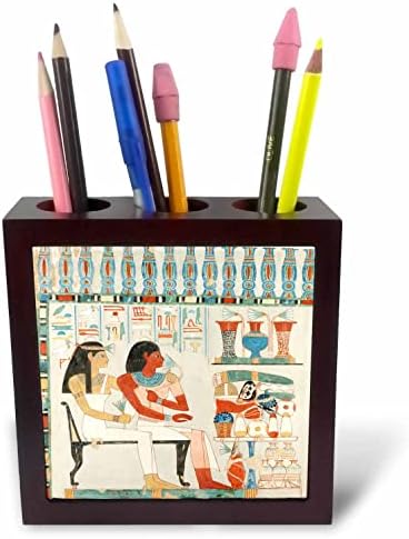 3רוז אמנות מצרית עתיקה יושב גבר ואישה מצרים העתיקה. - מחזיקי עט אריח