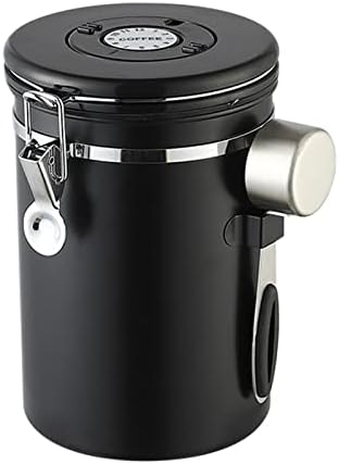 גאדג ' טים של מיכל פולי קפה עם תאריך שיא כלי אחסון ואקום מיכל אחסון אטום נירוסטה לפולי קפה תה, 1.8 ליטר