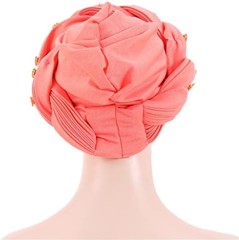 PDGJG נשים טורבן כובע אופנה בעבודת יד Hijab כובע נשים צמות גברת גברת ראש עוטף שיער שיער